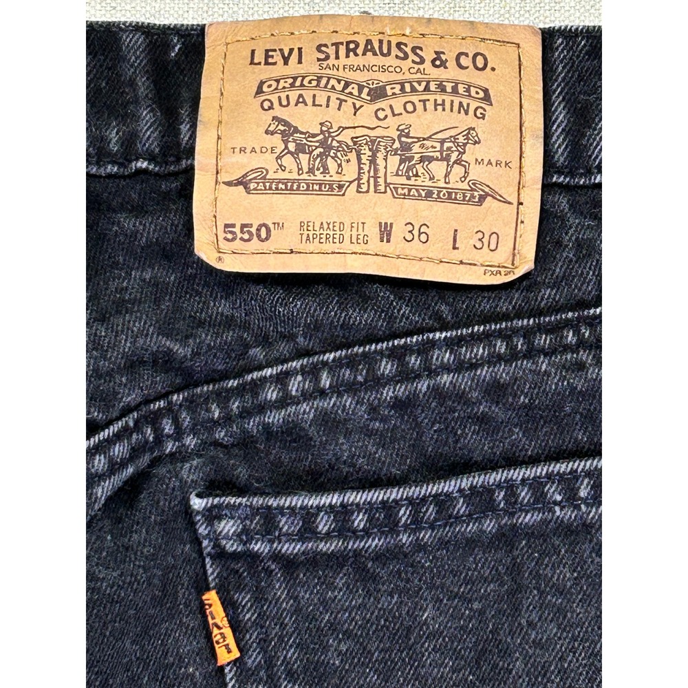 Vintage Levi's 550 Men's 36 Orange Tab Jeans Black Denim Relaxed Taper Baggy 90s - Picture 7 of 8